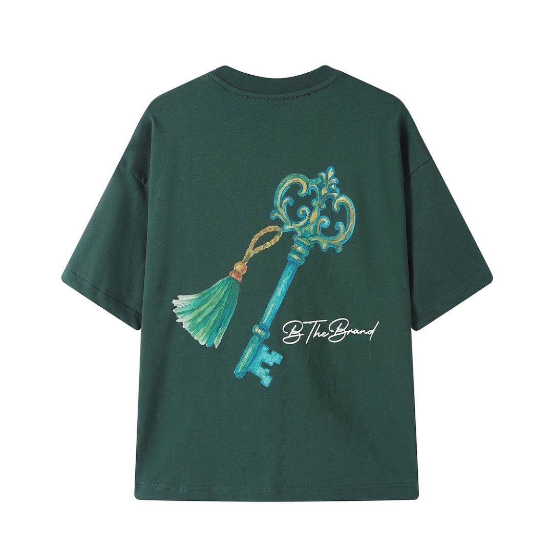 Green printed cropped t-shit