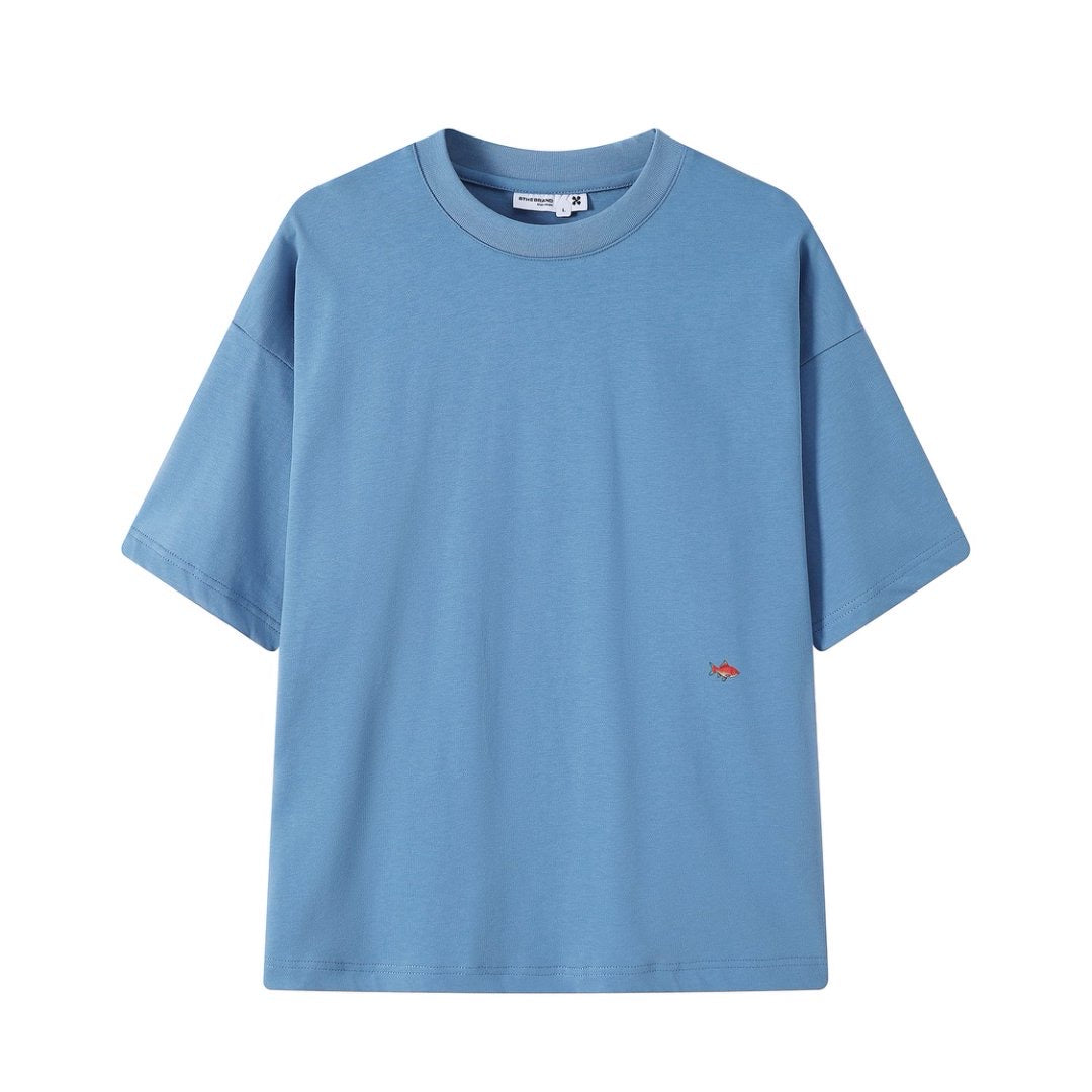 Blue printed cropped t-shit