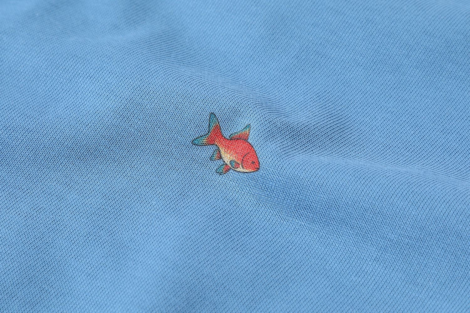 Blue printed cropped t-shit