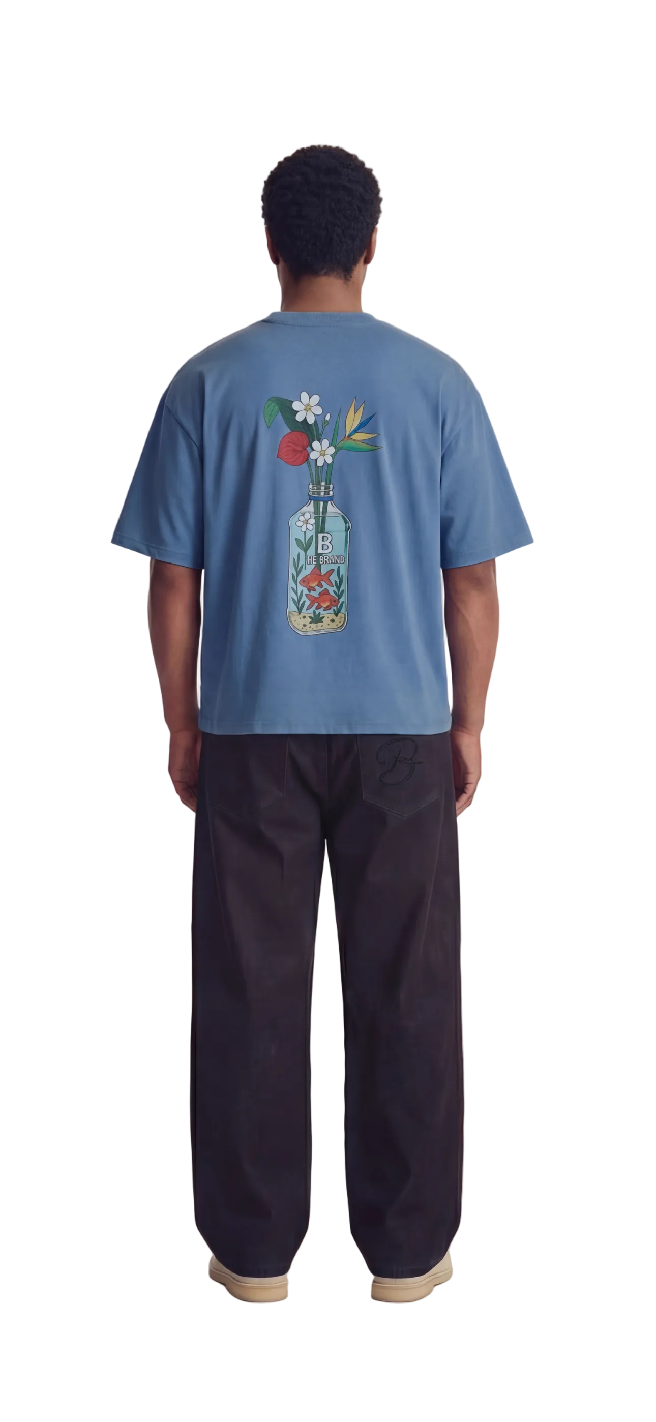 Blue printed cropped t-shit